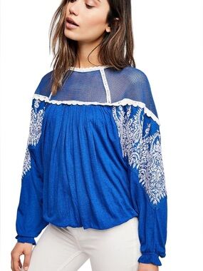 Free People Embroidered “Carly” Top
